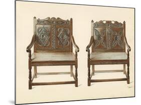 Oak Double Chairs-Shirley Charles Llewellyn Slocombe-Mounted Giclee Print