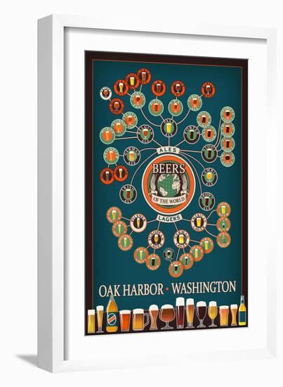 Oak Harbor, Washington - Beers of the World Infographic-Lantern Press-Framed Art Print