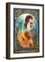 Oak Harbor, Washington - Mermaid (Orange)-Lantern Press-Framed Art Print