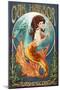 Oak Harbor, Washington - Mermaid (Orange)-Lantern Press-Mounted Art Print