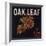 Oak Leaf Brand - Porterville, California - Citrus Crate Label-Lantern Press-Framed Art Print