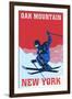Oak Mountain - Speculator, New York - Colorblocked Skier-Lantern Press-Framed Art Print