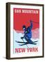 Oak Mountain - Speculator, New York - Colorblocked Skier-Lantern Press-Framed Art Print