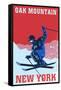 Oak Mountain - Speculator, New York - Colorblocked Skier-Lantern Press-Framed Stretched Canvas