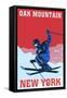 Oak Mountain - Speculator, New York - Colorblocked Skier-Lantern Press-Framed Stretched Canvas