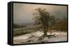 Oak Tree by the Elbe in Winter-Johan Christian Clausen Dahl-Framed Stretched Canvas