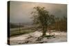 Oak Tree by the Elbe in Winter-Johan Christian Clausen Dahl-Stretched Canvas