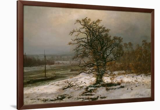 Oak Tree by the Elbe in Winter-Johan Christian Clausen Dahl-Framed Giclee Print