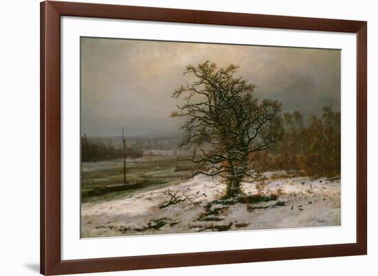 Oak Tree by the Elbe in Winter-Johan Christian Clausen Dahl-Framed Giclee Print