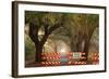 Oak Tree Drive Closed with Barriers, Savannah, Georgia, USA-Joanne Wells-Framed Photographic Print