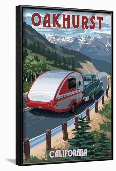 Oakhurst, California - Retro Camper-Lantern Press-Framed Art Print