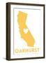 Oakhurst, California - State Outline and Heart-Lantern Press-Framed Art Print