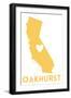 Oakhurst, California - State Outline and Heart-Lantern Press-Framed Art Print