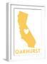 Oakhurst, California - State Outline and Heart-Lantern Press-Framed Art Print