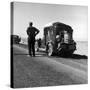 Oakie Family Stalled on Desolate Track of Highway in Desert in Southern California-Dorothea Lange-Stretched Canvas