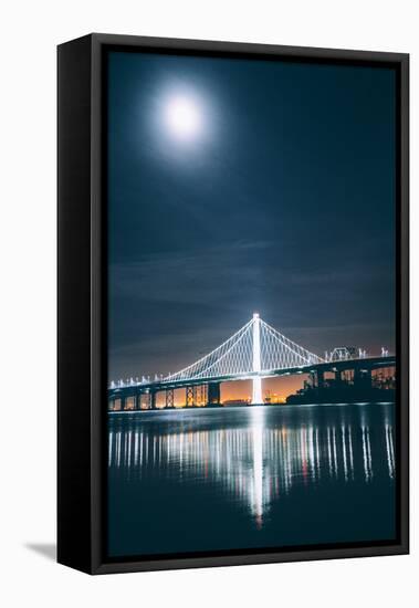 Oakland Bay Bridge and Moonlight Portrait-null-Framed Stretched Canvas