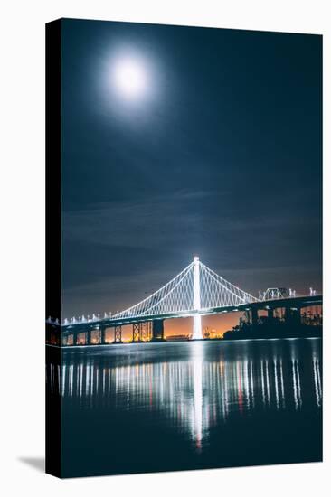 Oakland Bay Bridge and Moonlight Portrait-null-Stretched Canvas