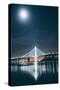 Oakland Bay Bridge and Moonlight Portrait-null-Stretched Canvas