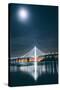 Oakland Bay Bridge and Moonlight Portrait-null-Stretched Canvas