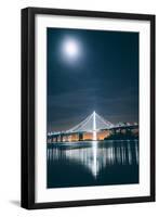 Oakland Bay Bridge and Moonlight Portrait-null-Framed Photographic Print