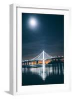 Oakland Bay Bridge and Moonlight Portrait-null-Framed Photographic Print