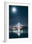 Oakland Bay Bridge and Moonlight Portrait-null-Framed Photographic Print