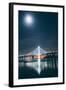 Oakland Bay Bridge and Moonlight Portrait-null-Framed Photographic Print