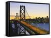 Oakland Bay Bridge at Dusk, San Francisco, California, USA-David Barnes-Framed Stretched Canvas