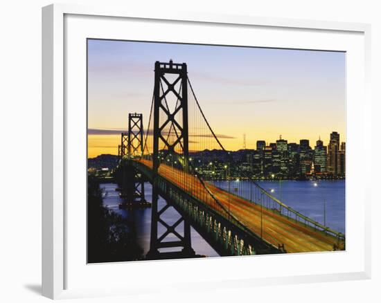 Oakland Bay Bridge at Dusk, San Francisco, California, USA-David Barnes-Framed Photographic Print