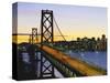 Oakland Bay Bridge at Dusk, San Francisco, California, USA-David Barnes-Stretched Canvas