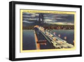 Oakland Bay Bridge at Night, San Francisco, California-null-Framed Art Print