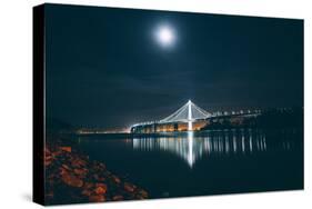 Oakland Bay Bridge by Moonlight and Reflection-Vincent James-Stretched Canvas