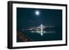 Oakland Bay Bridge by Moonlight and Reflection-Vincent James-Framed Photographic Print