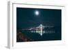 Oakland Bay Bridge by Moonlight and Reflection-Vincent James-Framed Photographic Print