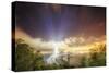 Oakland Bay Bridge Light Beams-Vincent James-Stretched Canvas