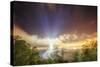 Oakland Bay Bridge Light Beams-Vincent James-Stretched Canvas