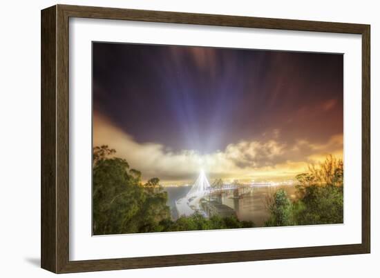 Oakland Bay Bridge Light Beams-Vincent James-Framed Photographic Print