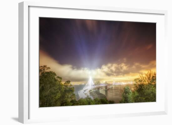 Oakland Bay Bridge Light Beams-Vincent James-Framed Photographic Print