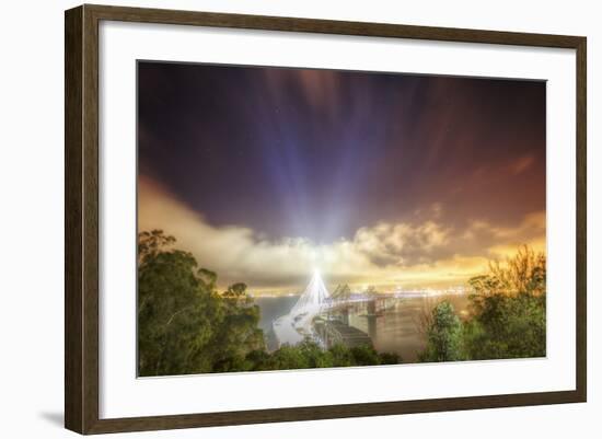 Oakland Bay Bridge Light Beams-Vincent James-Framed Photographic Print