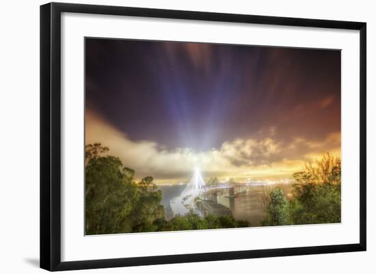 Oakland Bay Bridge Light Beams-Vincent James-Framed Photographic Print