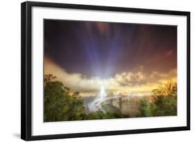 Oakland Bay Bridge Light Beams-Vincent James-Framed Photographic Print