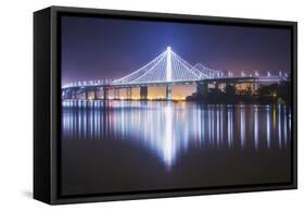 Oakland Bay Bridge, Night Reflection-Vincent James-Framed Stretched Canvas