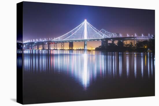 Oakland Bay Bridge, Night Reflection-Vincent James-Stretched Canvas