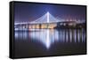 Oakland Bay Bridge, Night Reflection-Vincent James-Framed Stretched Canvas