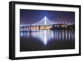 Oakland Bay Bridge, Night Reflection-Vincent James-Framed Photographic Print