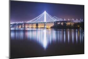 Oakland Bay Bridge, Night Reflection-Vincent James-Mounted Photographic Print