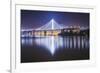 Oakland Bay Bridge, Night Reflection-Vincent James-Framed Photographic Print