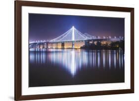 Oakland Bay Bridge, Night Reflection-Vincent James-Framed Photographic Print