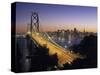 Oakland Bay Bridge, San Francisco, California, USA-Walter Bibikow-Stretched Canvas