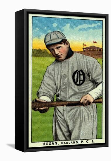 Oakland, CA, Oakland Pacific Coast League, Hogan, Baseball Card-Lantern Press-Framed Stretched Canvas